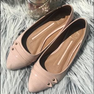 Pink suede flats